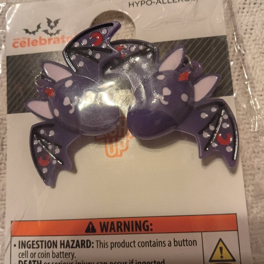 Celebrate Light Up purple bat earrings New